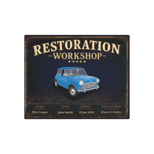 Garage Wall Art - Mini Cooper - Blue