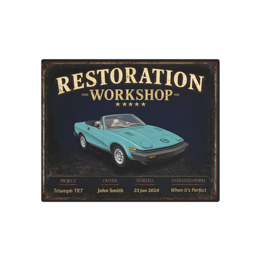Garage Wall Art - Triumph TR7 blue