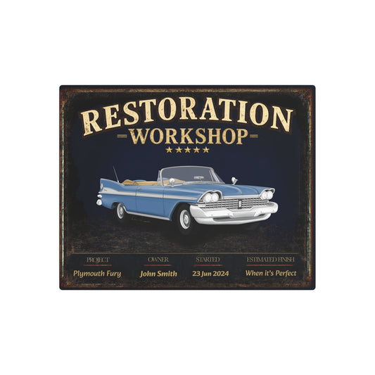 Garage Wall Art - Plymouth Fury - Blue