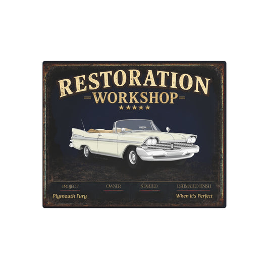 Garage Wall Art - Plymouth Fury - White