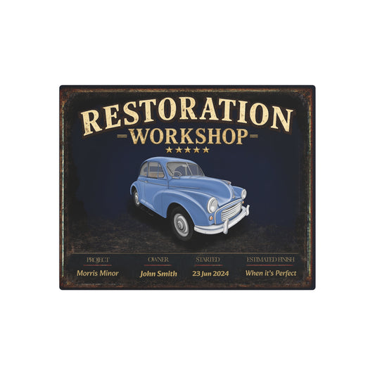 Garage Wall Art - Morris Minor - Blue
