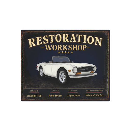 Garage Wall Art - Triumph TR6 white