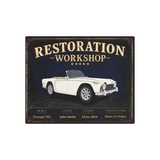 Garage Wall Art - Triumph TR5 white