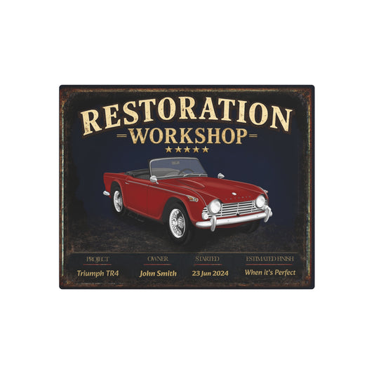 Garage Wall Art - Triumph TR4 red
