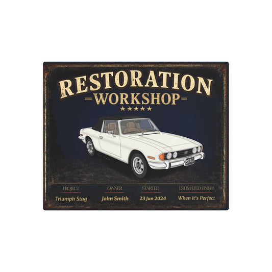 Garage Wall Art - Triumph Stag white