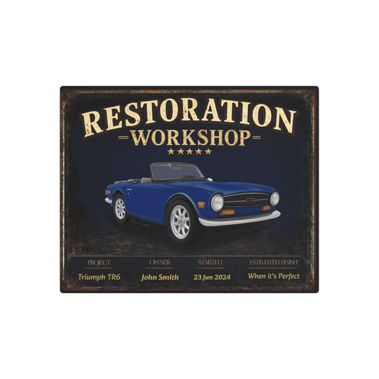 Garage Wall Art - Triumph TR6 blue
