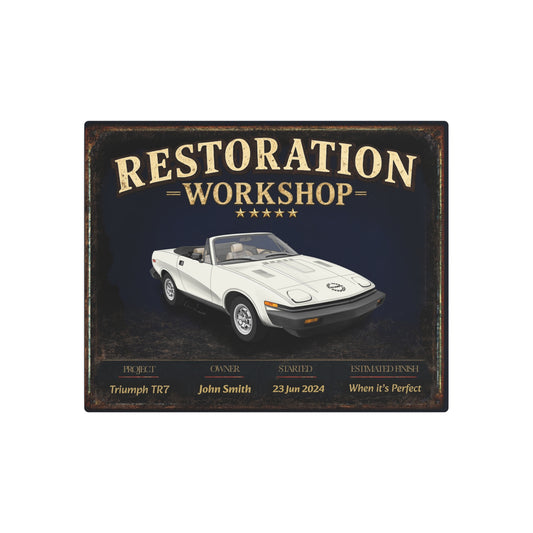 Garage Wall Art - Triumph TR7 white