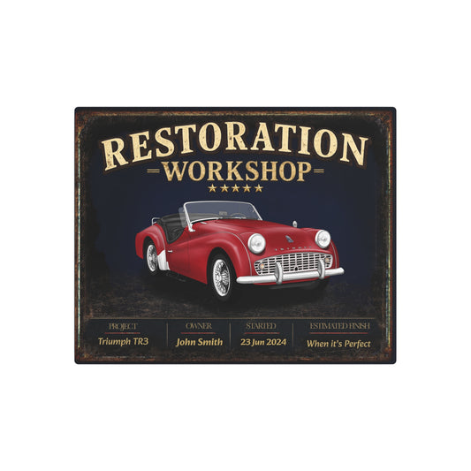 Garage Wall Art - Triumph TR3 red