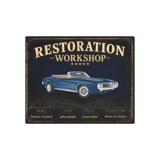 Garage Wall Art - Pontiac Firebird - Blue