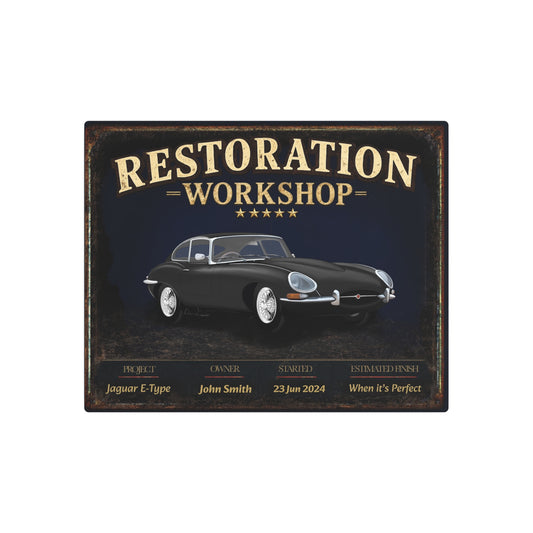 Garage Wall Art - Jaguar E-Type - Black