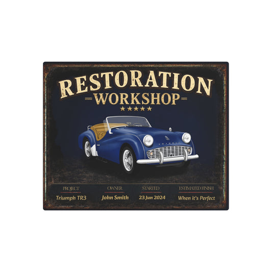 Garage Wall Art - Triumph TR3 blue
