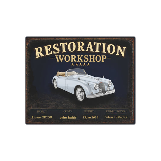 Garage Wall Art - Jaguar XK150 - Silver