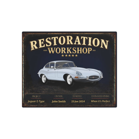 Garage Wall Art - Jaguar E-Type - Silver