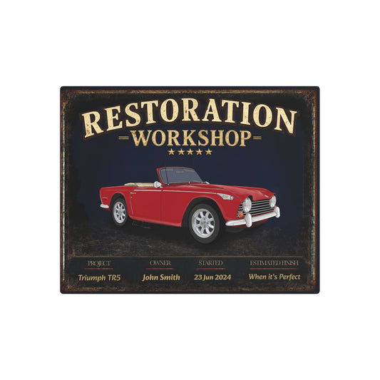 Garage Wall Art - Triumph TR5 red