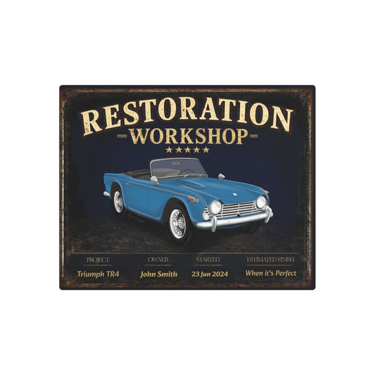 Garage Wall Art - Triumph TR4 blue