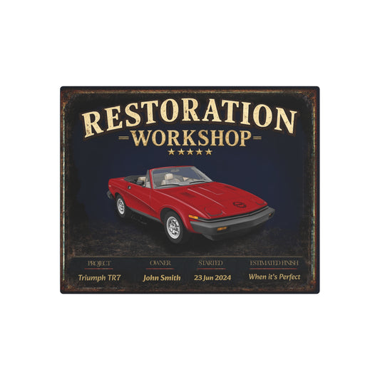 Garage Wall Art - Triumph TR7 red