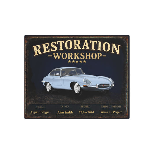 Garage Wall Art - Jaguar E-Type - Blue