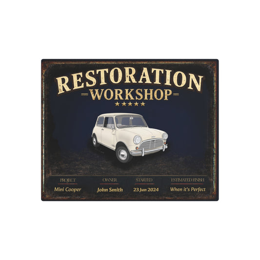 Garage Wall Art - Mini Cooper - White