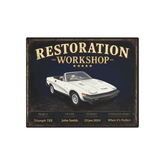 Garage Wall Art - Triumph TR8 white
