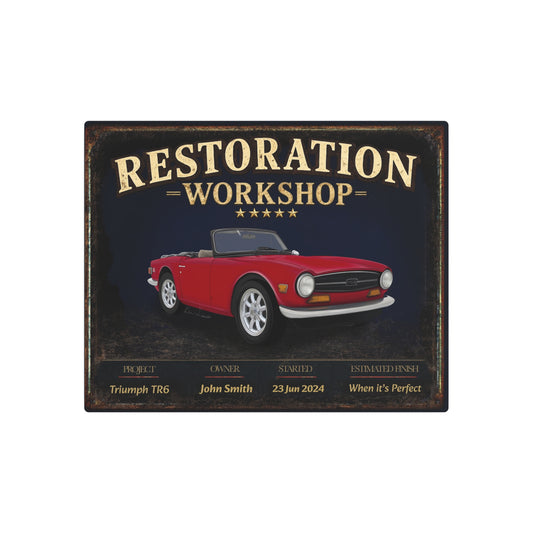 Garage Wall Art - Triumph TR6 red