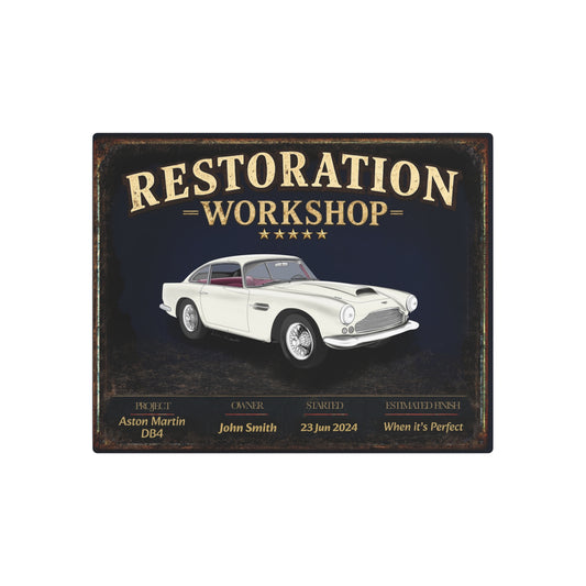 Garage Wall Art - Aston Martin DB4 - White