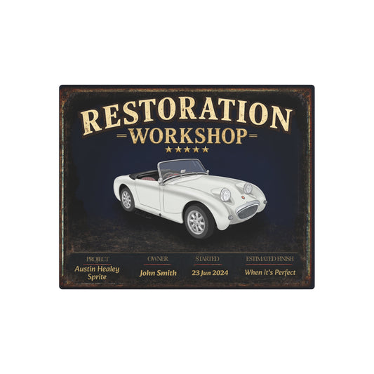 Garage Wall Art - Austin Healey Sprite - White
