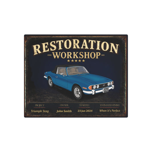 Garage Wall Art - Triumph Stag blue