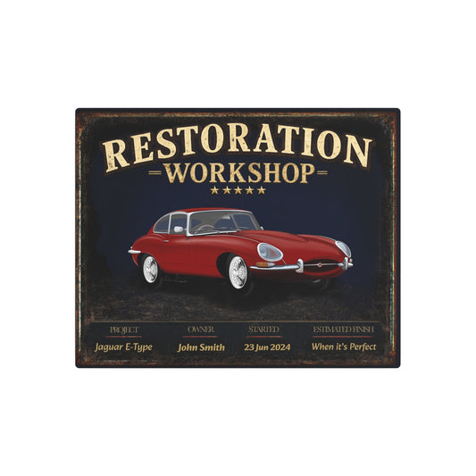 Garage Wall Art - Jaguar E-Type - Red