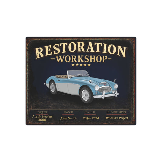 Garage Wall Art - Austin Healey 3000 - Blue