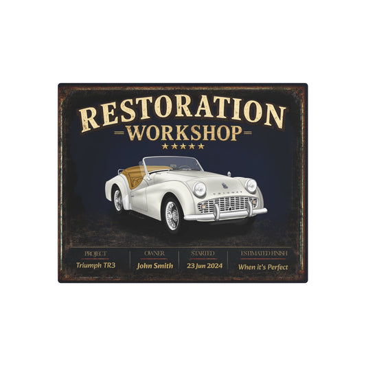 Garage Wall Art - Triumph TR3 white