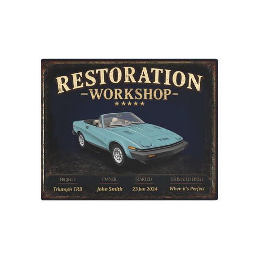 Garage Wall Art - Triumph TR8 blue