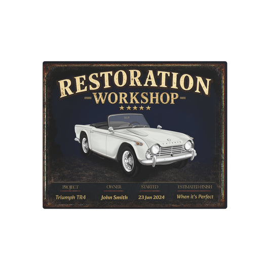 Garage Wall Art - Triumph TR4 white