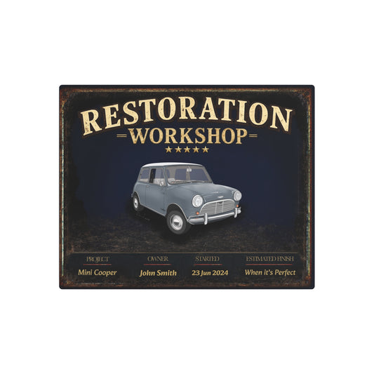 Garage Wall Art - Mini Cooper - Grey