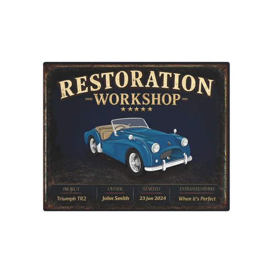 Garage Wall Art - Triumph TR2 blue