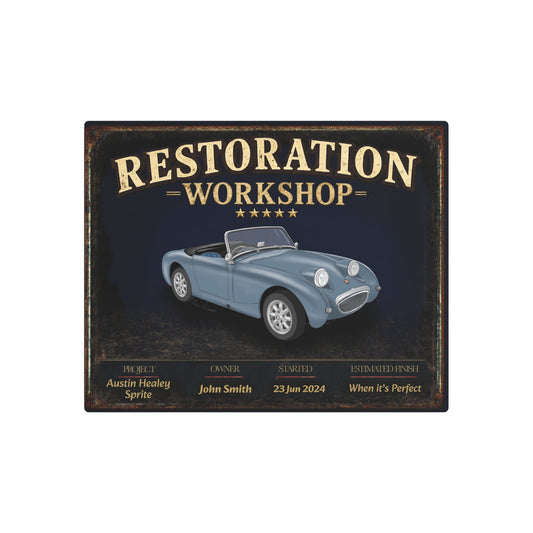 Garage Wall Art - Austin Healey Sprite - Blue