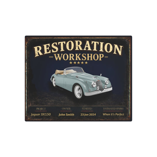 Garage Wall Art - Jaguar XK150 - Blue