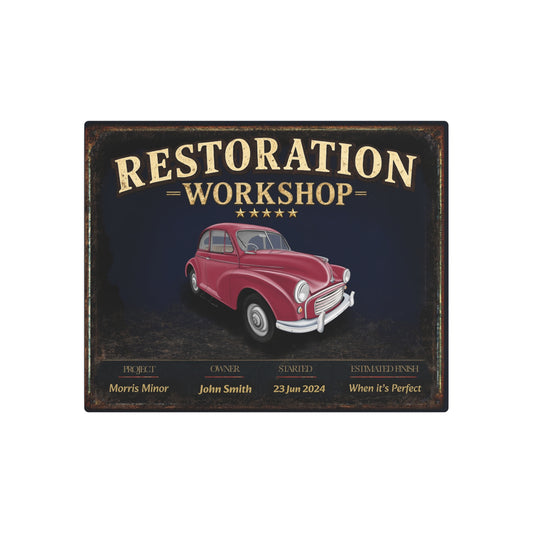 Garage Wall Art - Morris Minor - Red
