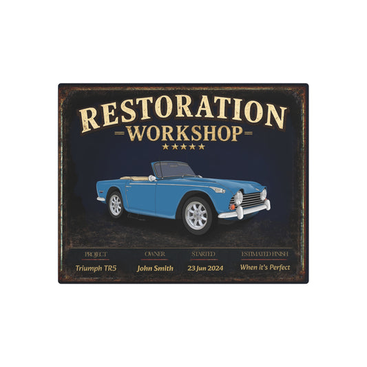 Garage Wall Art - Triumph TR5 blue