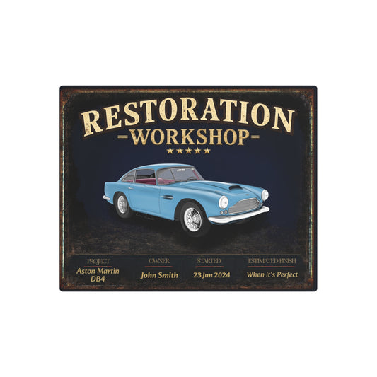 Garage Wall Art - Aston Martin DB4 - Blue
