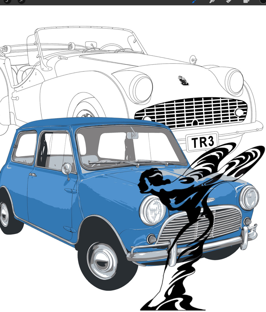 Editable classic car SVG cutting-file design