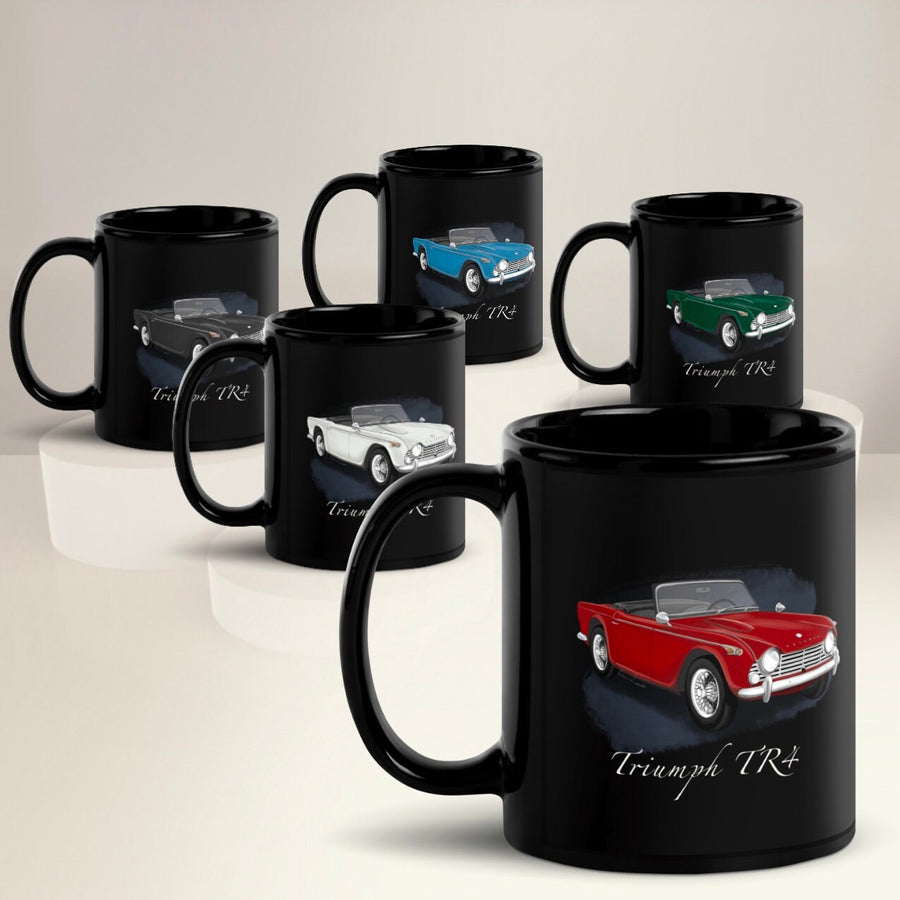 Classic car artwork on a collector mug