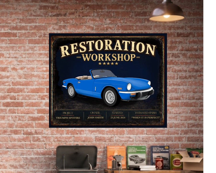 Create your own personalised classic car garage wall art
