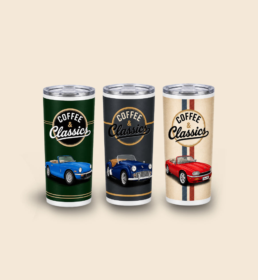 Personalized Coffee and Classics 20 oz classic car tumbler